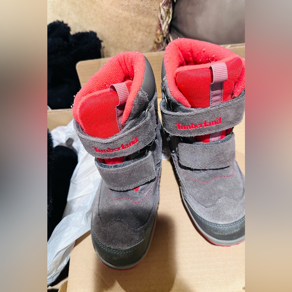 Timberland Kids' Charcoal and Crimson Boots